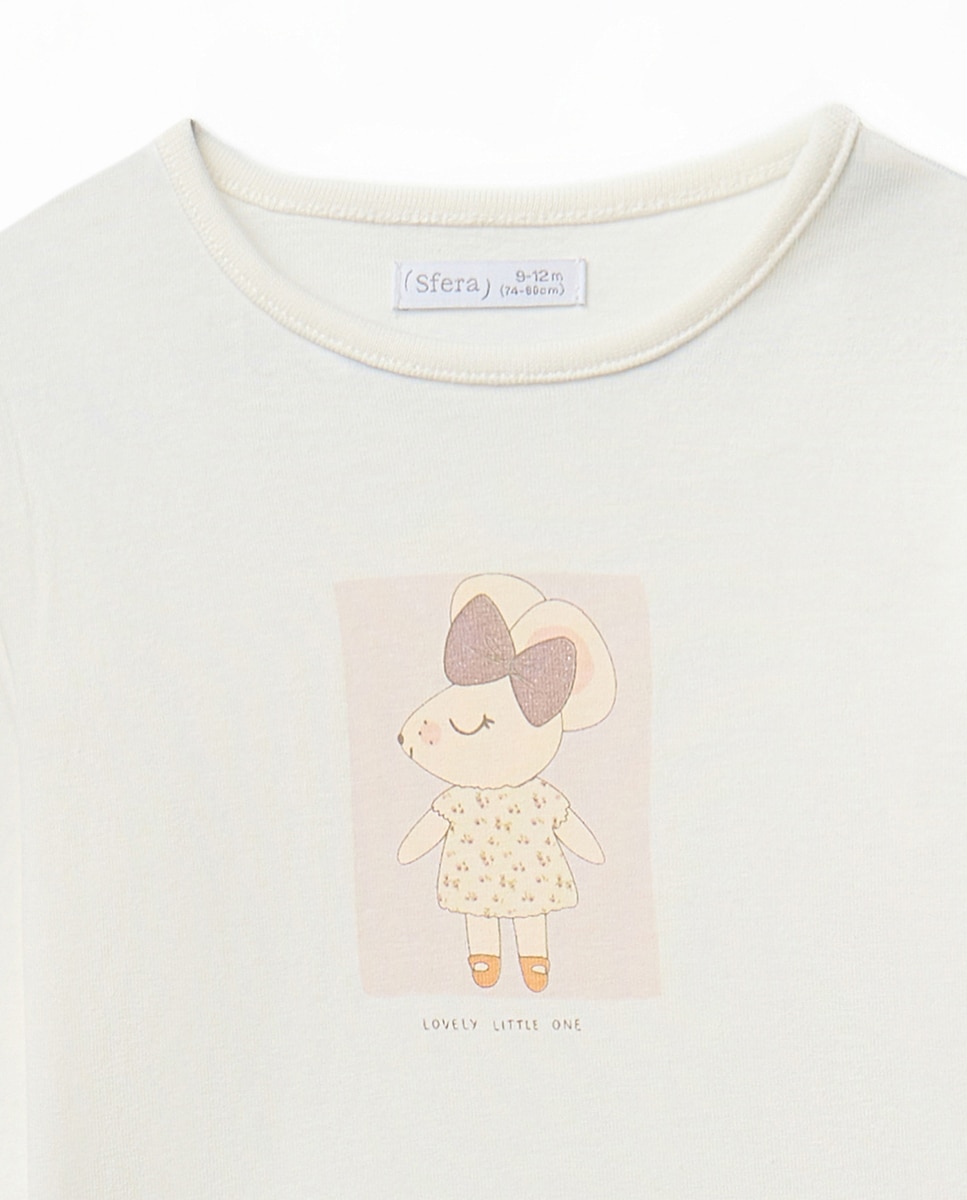 T-shirt Basic com Rato Sfera Branco-2