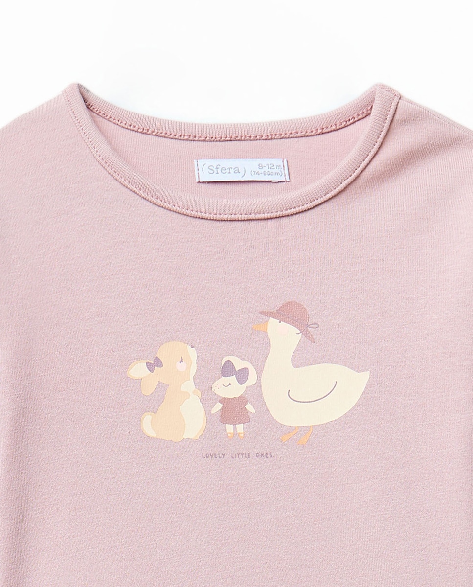 T-shirt Basic com Animais Sfera 284 Lilás-2