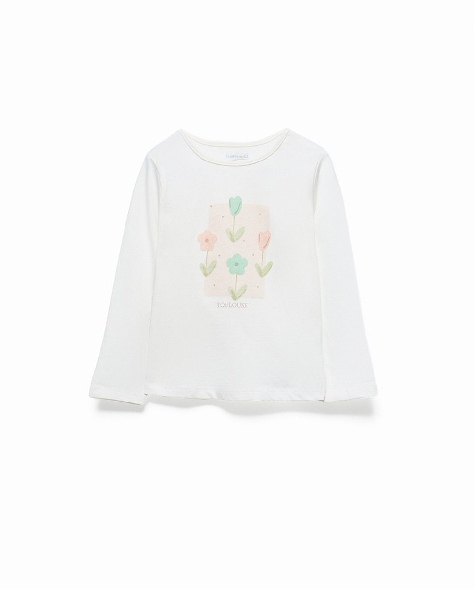 Imagen 1 de Camiseta basic cuadro flores - Sfera - Blanco Blanco