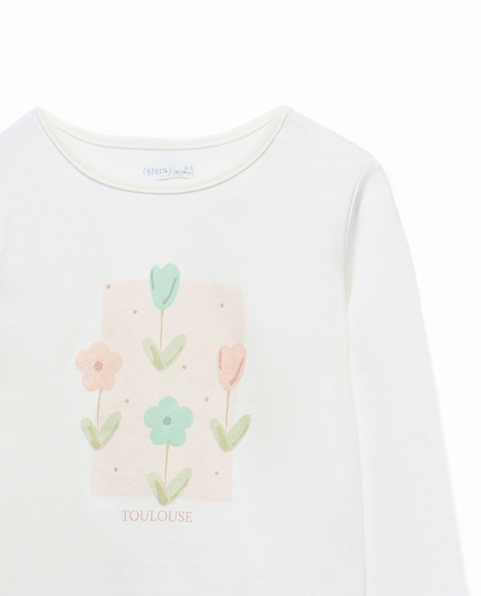 Imagen 2 de Camiseta basic cuadro flores - Sfera - Blanco Blanco