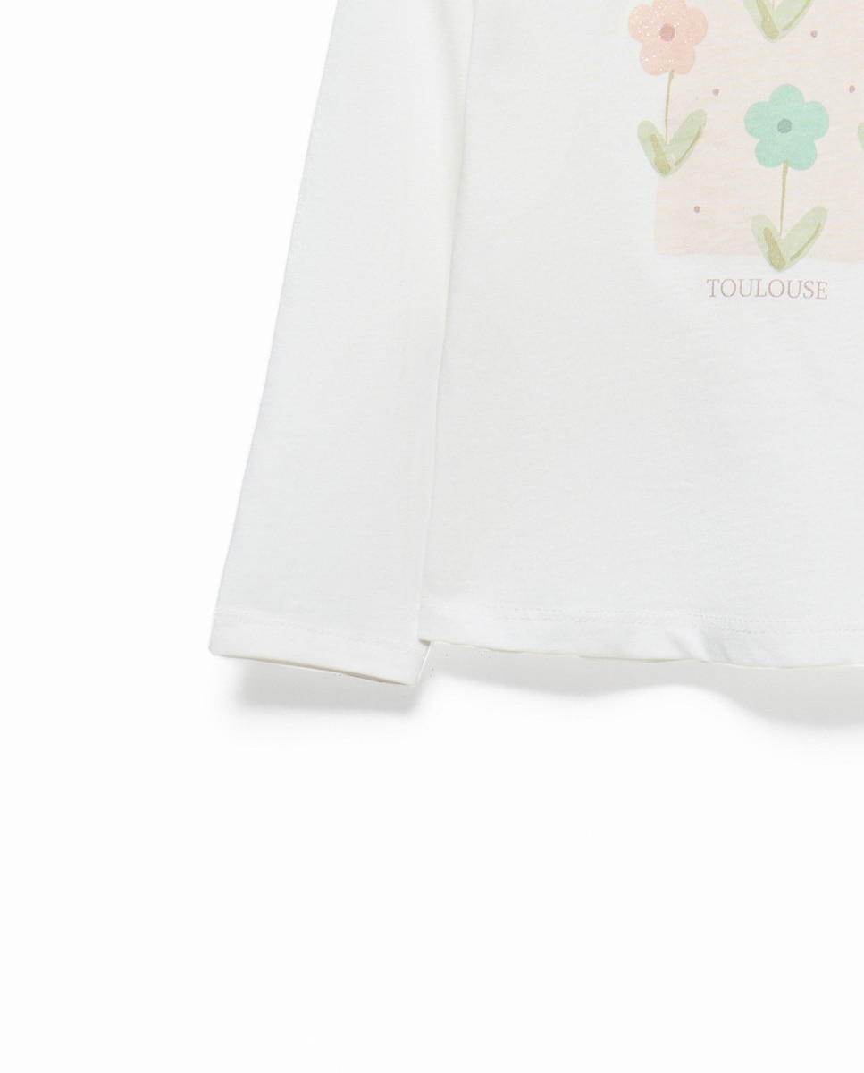 Imagen 3 de Camiseta basic cuadro flores - Sfera - Blanco Blanco