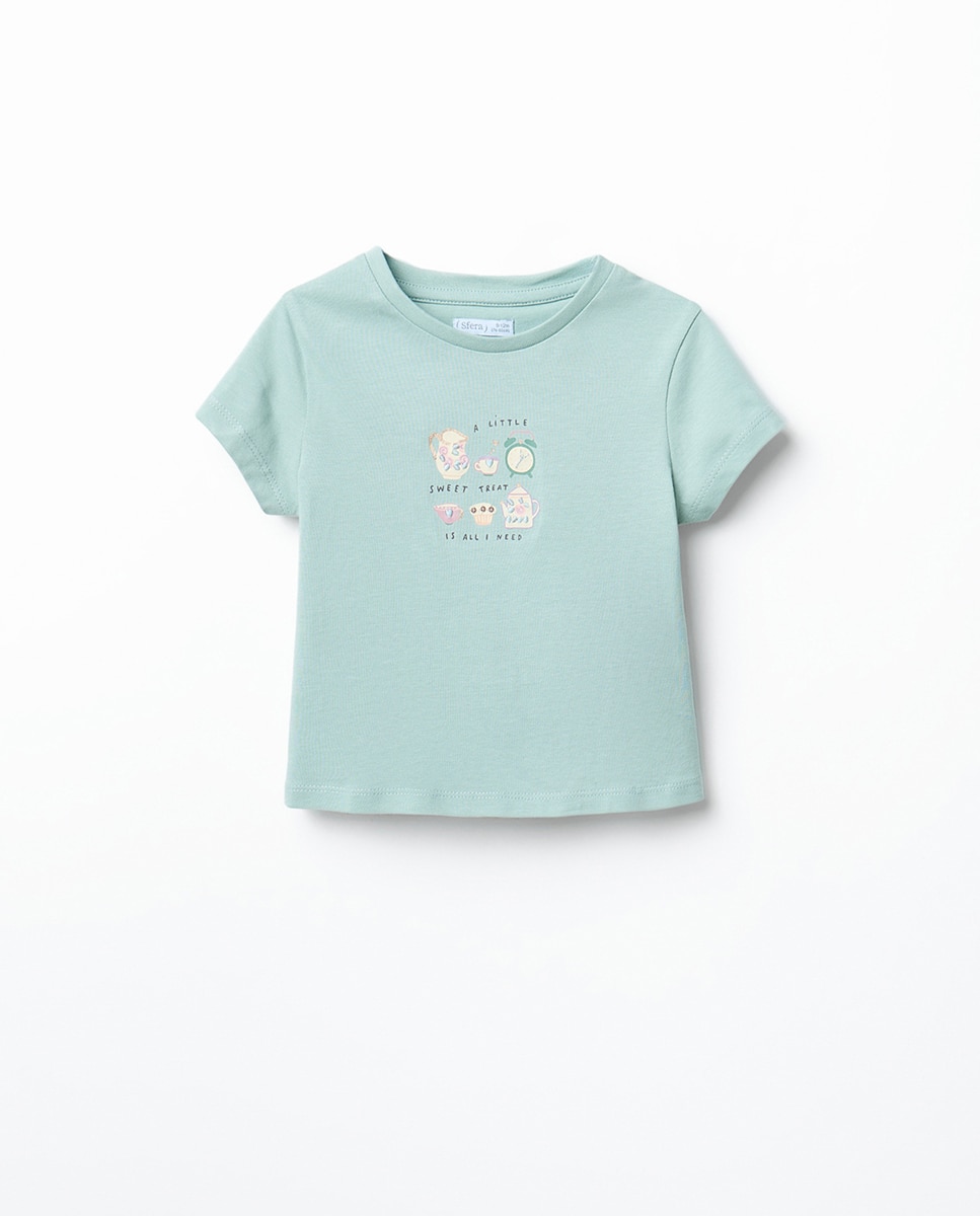 Imagem 0 de T-shirt com Estampado de Pequeno-Almoço
