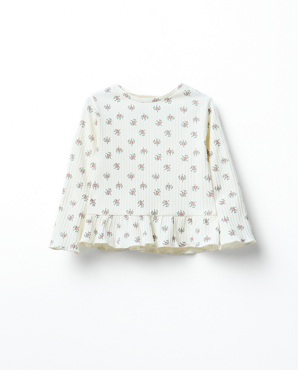 Imagem 0 de T-shirt Canelada com Estampado Floral
