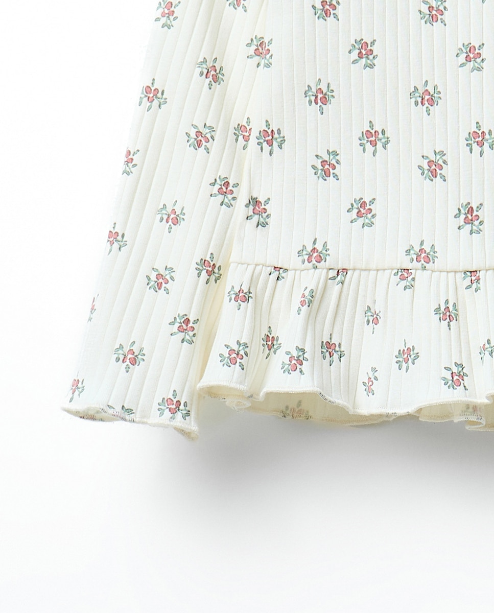 T-shirt Canelada com Estampado Floral Sfera 120 Cru-2