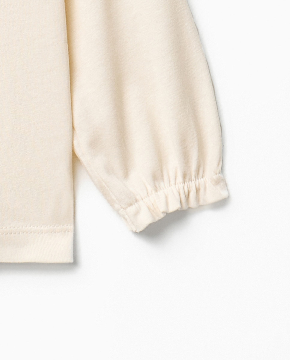 T-shirt de Falso Liso com Gola Branco-2