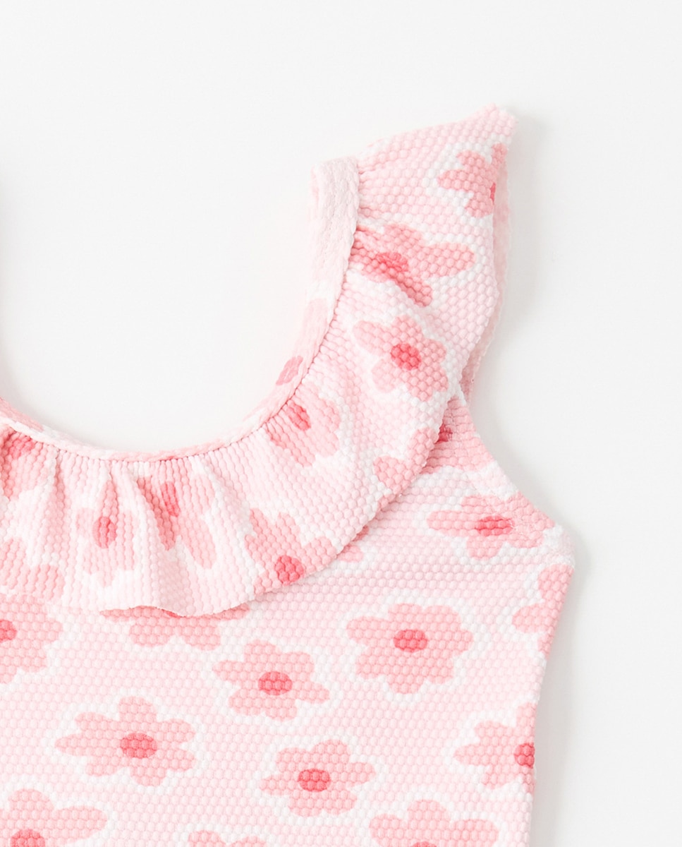 Fato de Banho com Estampado Floral Rosa-2