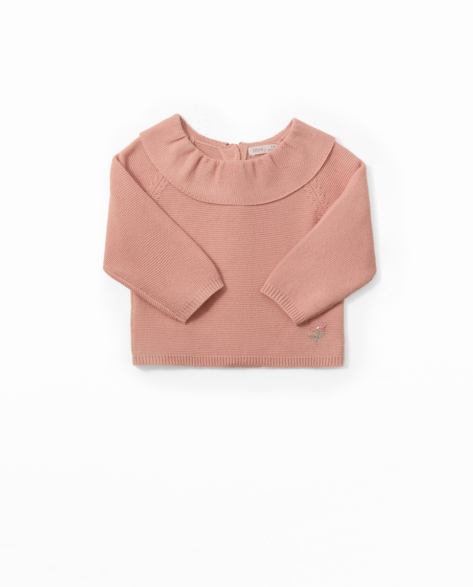 Camisola de Malha Bordada Sfera Rosa-2