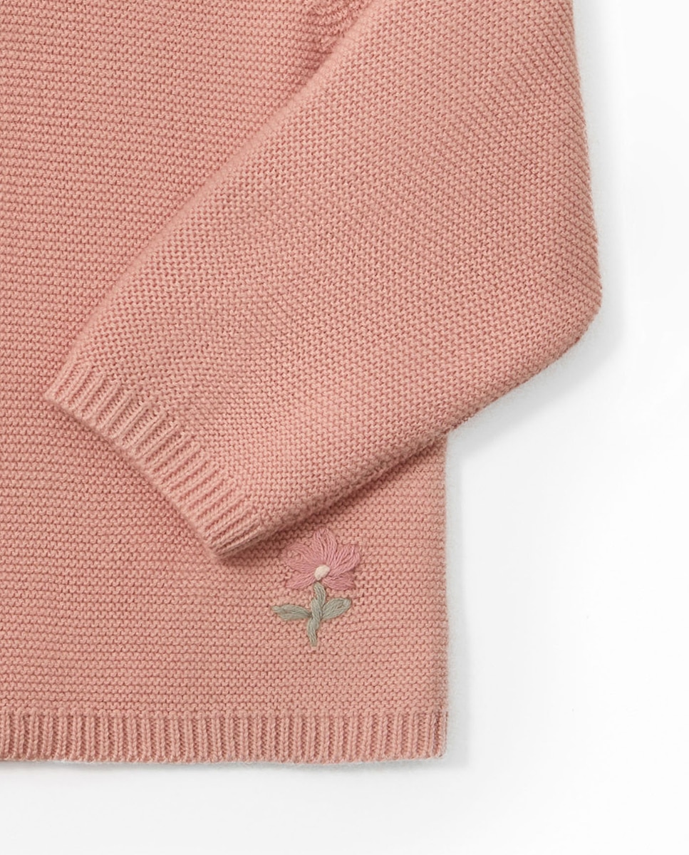 Camisola de Malha Bordada Sfera Rosa-3
