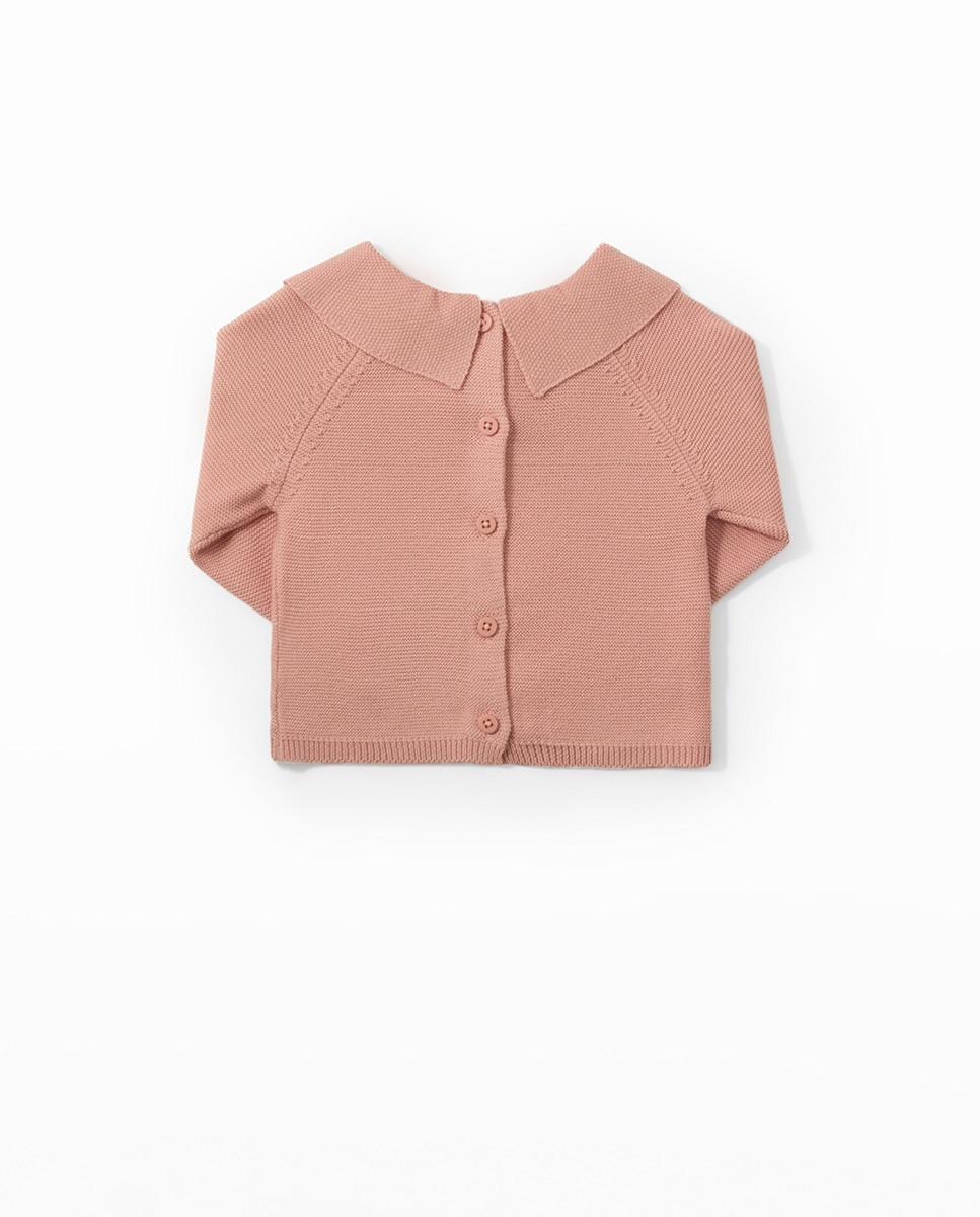 Camisola de Malha Bordada Sfera Rosa-4