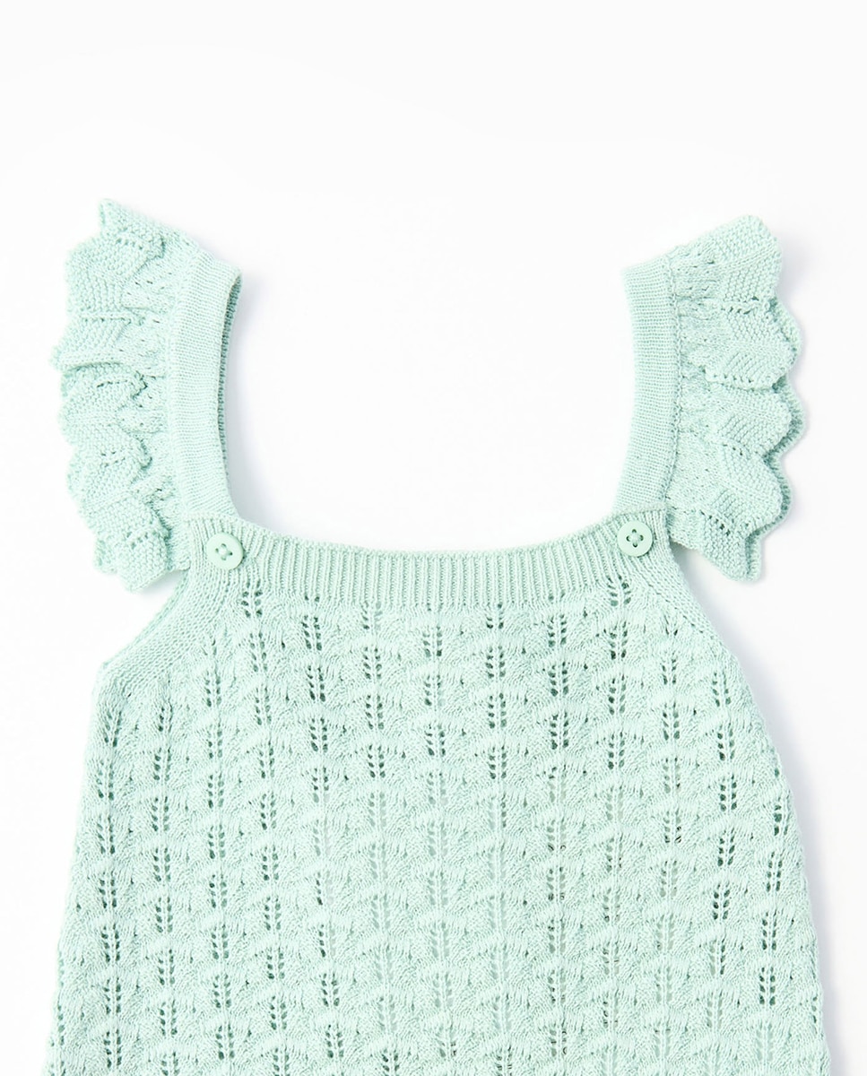Babygrow de Tricot com Malha Aberta Sfera Turquesa-6