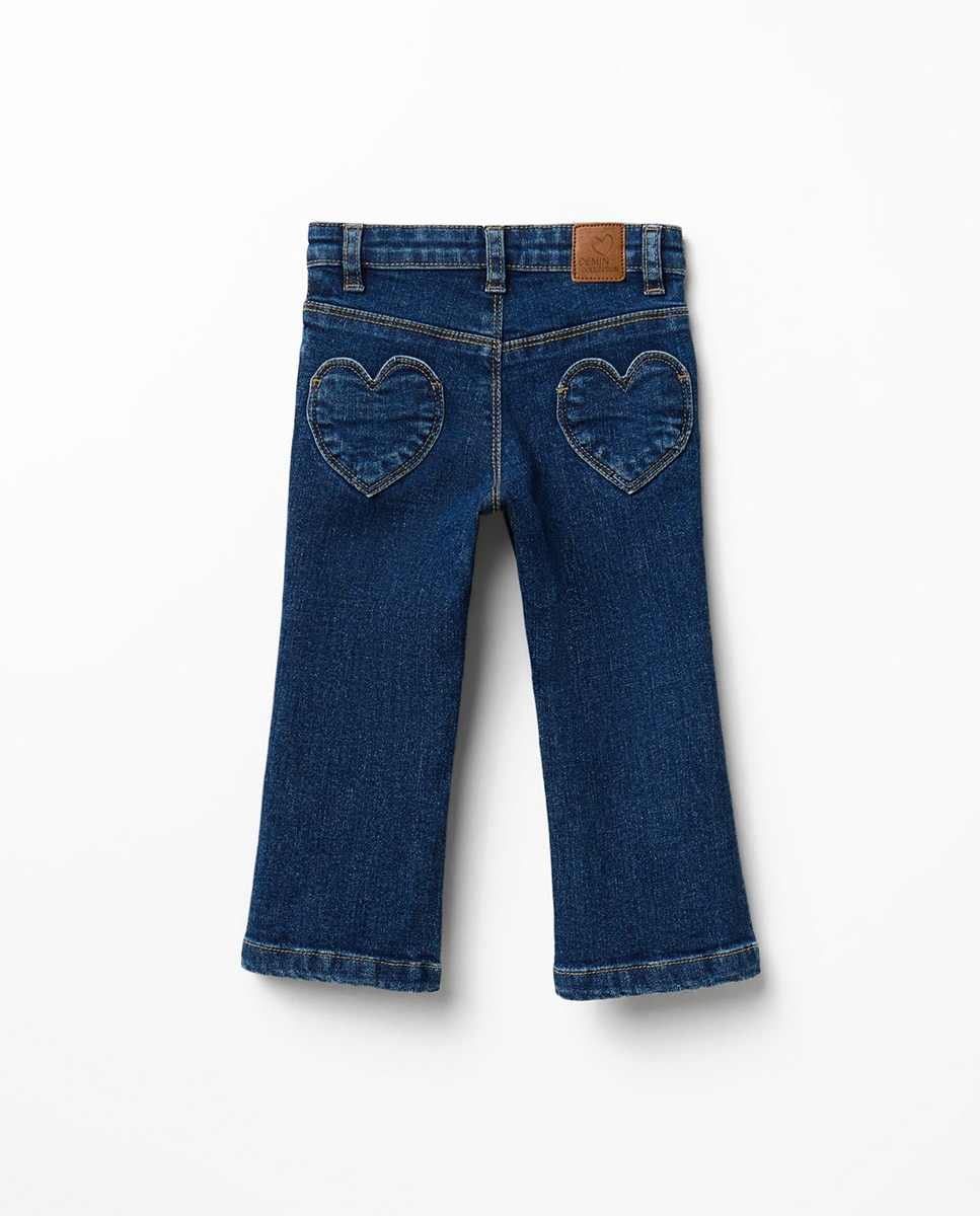 Calças denim flare Sfera Azul pálido-4
