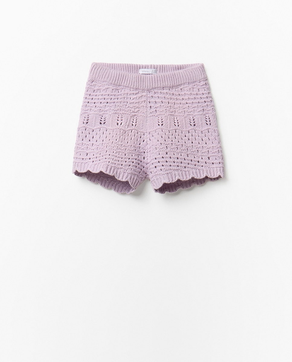 Calções de Tricot Rendilhado Sfera Lilás-1