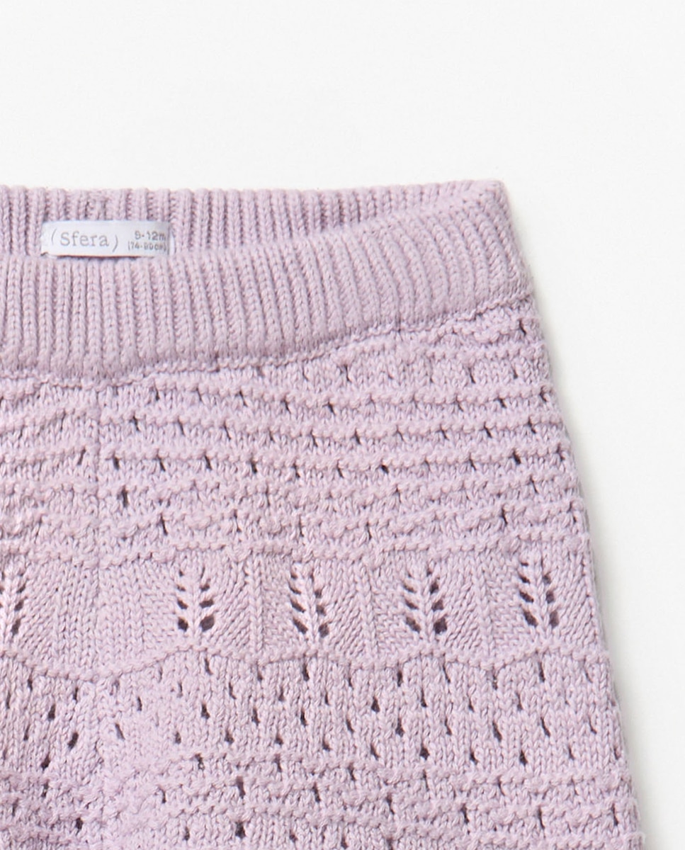 Calções de Tricot Rendilhado Sfera Lilás-2