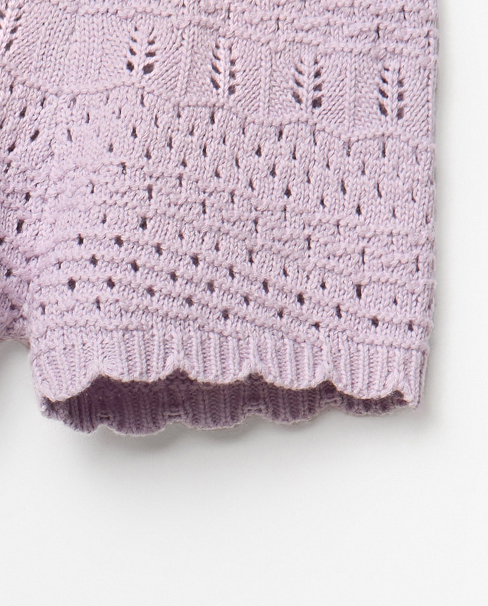 Calções de Tricot Rendilhado Sfera Lilás-3