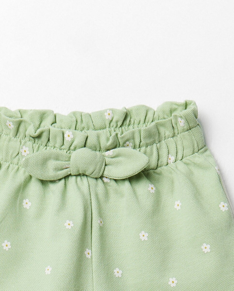 Calções Piqué com Margarida Sfera Verde-claro-2