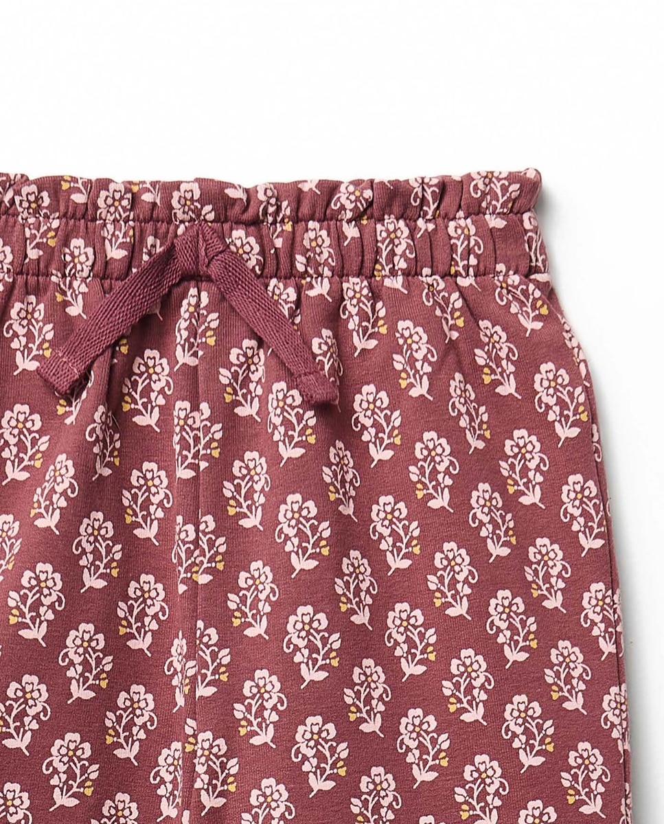 Calças com Estampado Floral Sfera Bordeaux-2