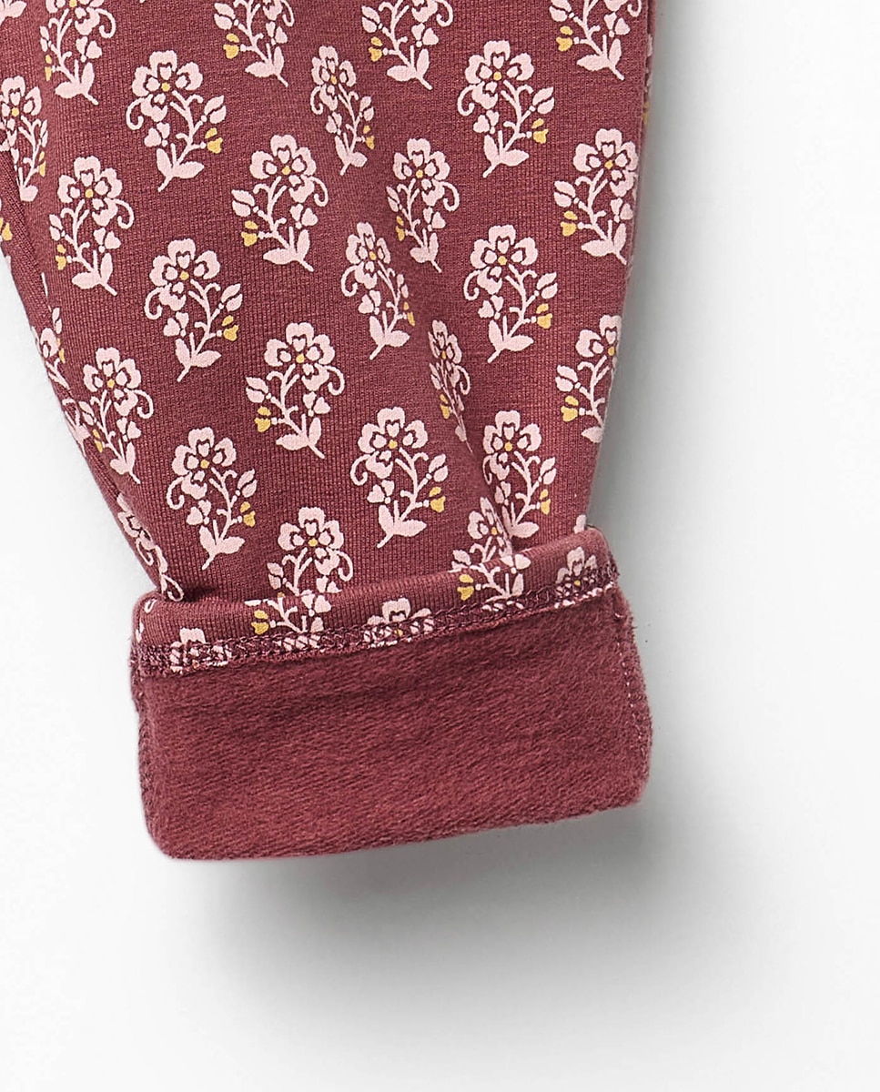 Calças com Estampado Floral Sfera Bordeaux-4