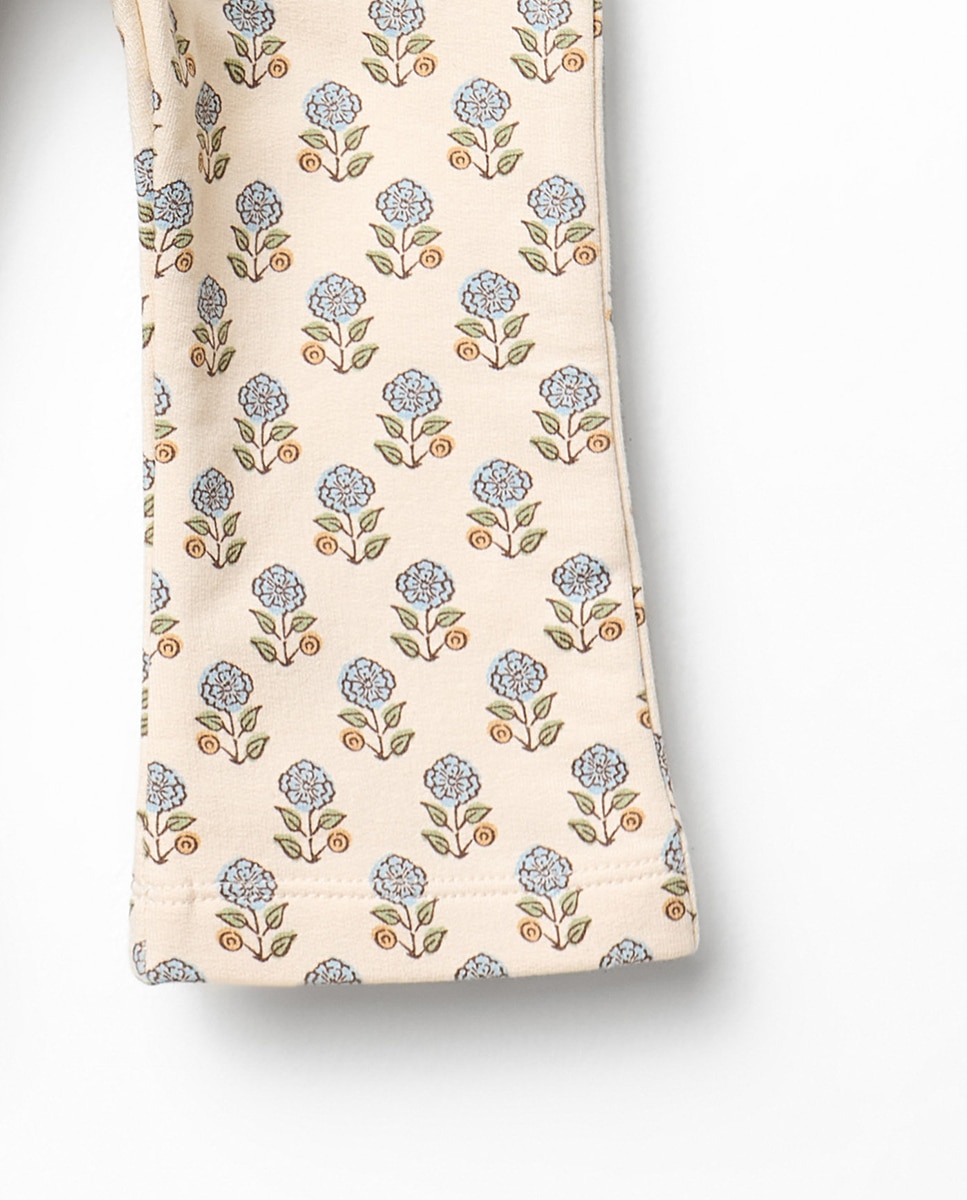 Pantalón flare flores - Sfera - 120 Crudo 120 Crudo-3