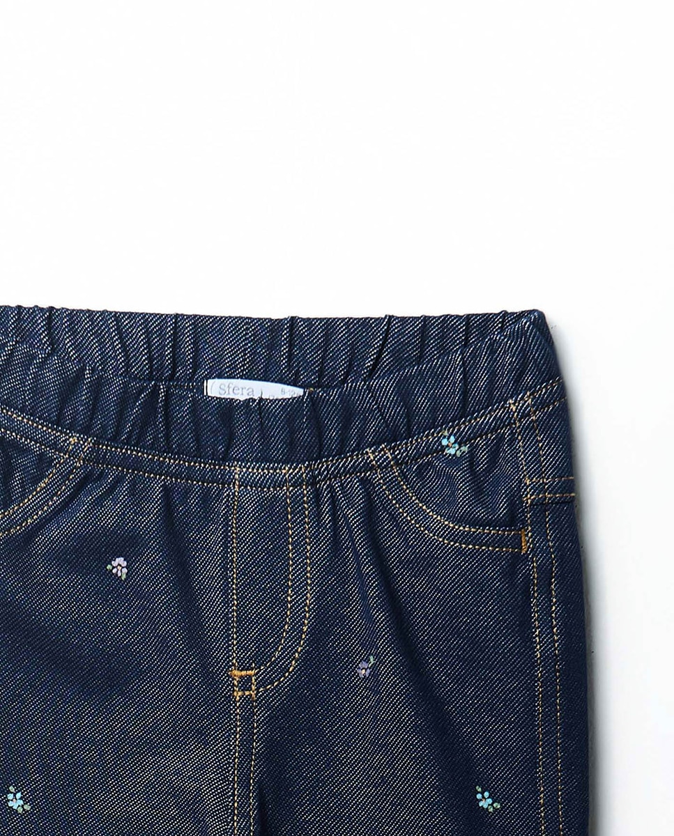Jeggings de Malha com Estampado Sfera Azul pálido-2