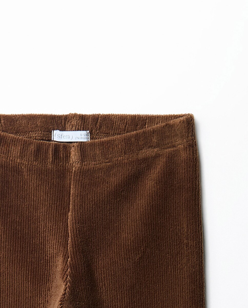 Leggings em Velour Sfera Castanho-2