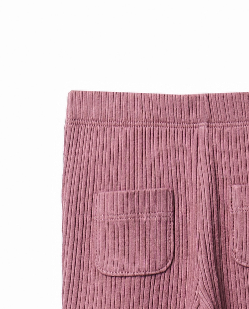 Leggings Caneladas Flare com Bolsos Sfera Bordeaux-2