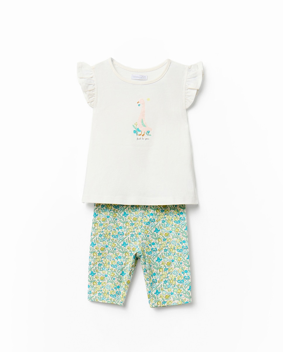 Conjunto de Leggings com Flor Sfera Cru-1