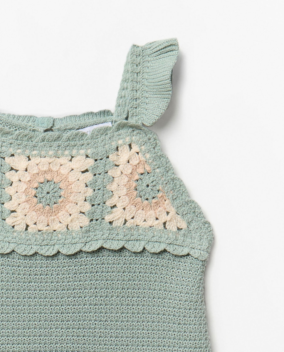 Macacão de Tricot com Peitilho Sfera Verde Pato-6