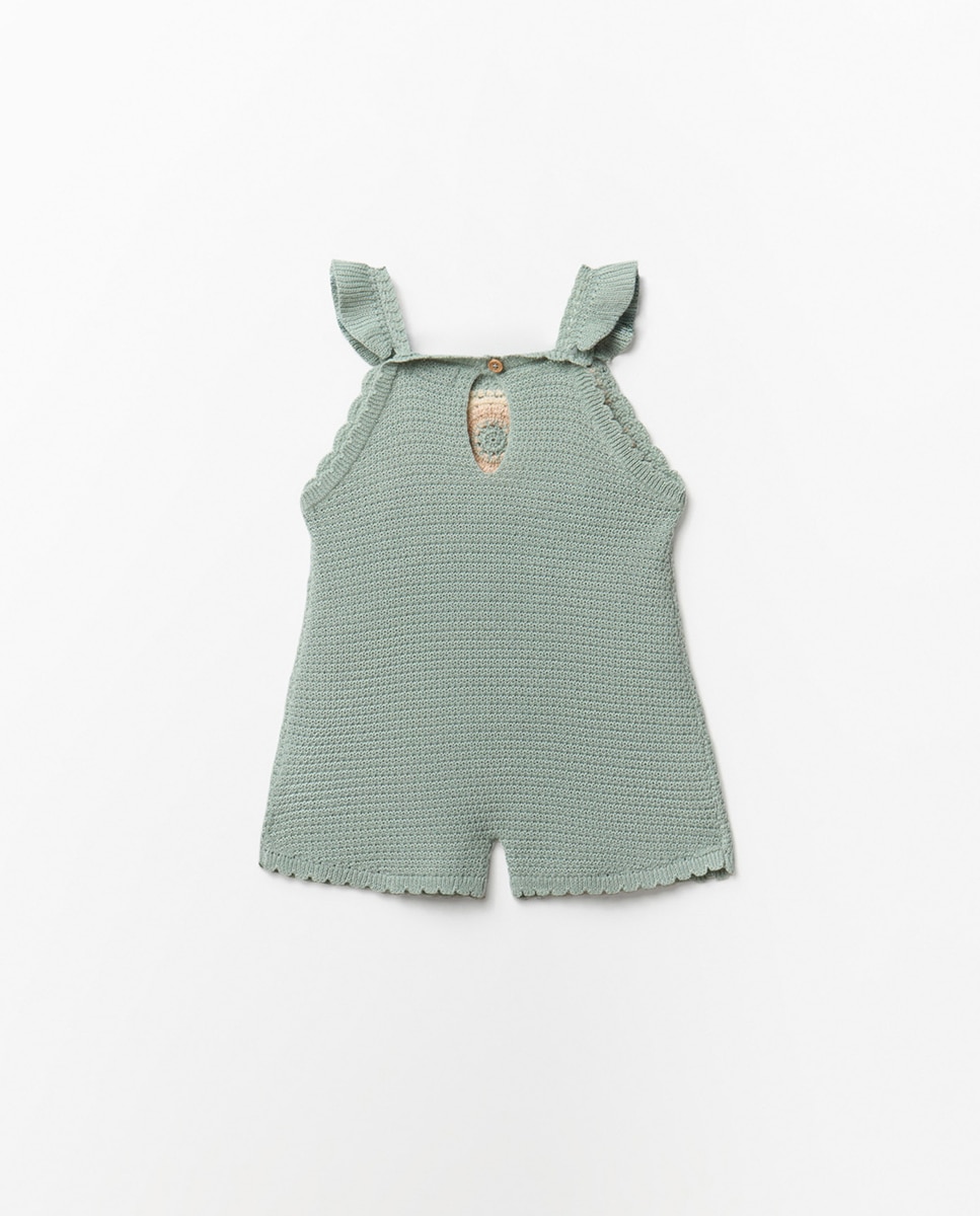 Macacão de Tricot com Peitilho Sfera Verde Pato-7