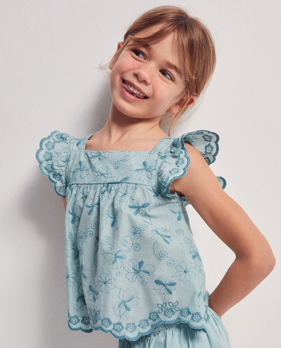 Blusa de Conjunto em Tecido Sfera Azul-claro-2