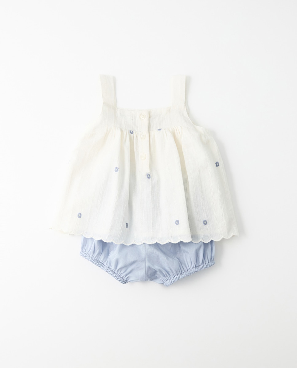 Blusa de Conjunto com Flor Sfera Azul-claro-5