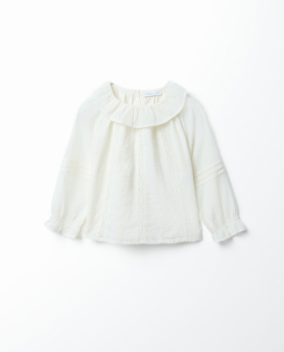 Imagem 0 de Blusa Dobby com Gola de Fitas