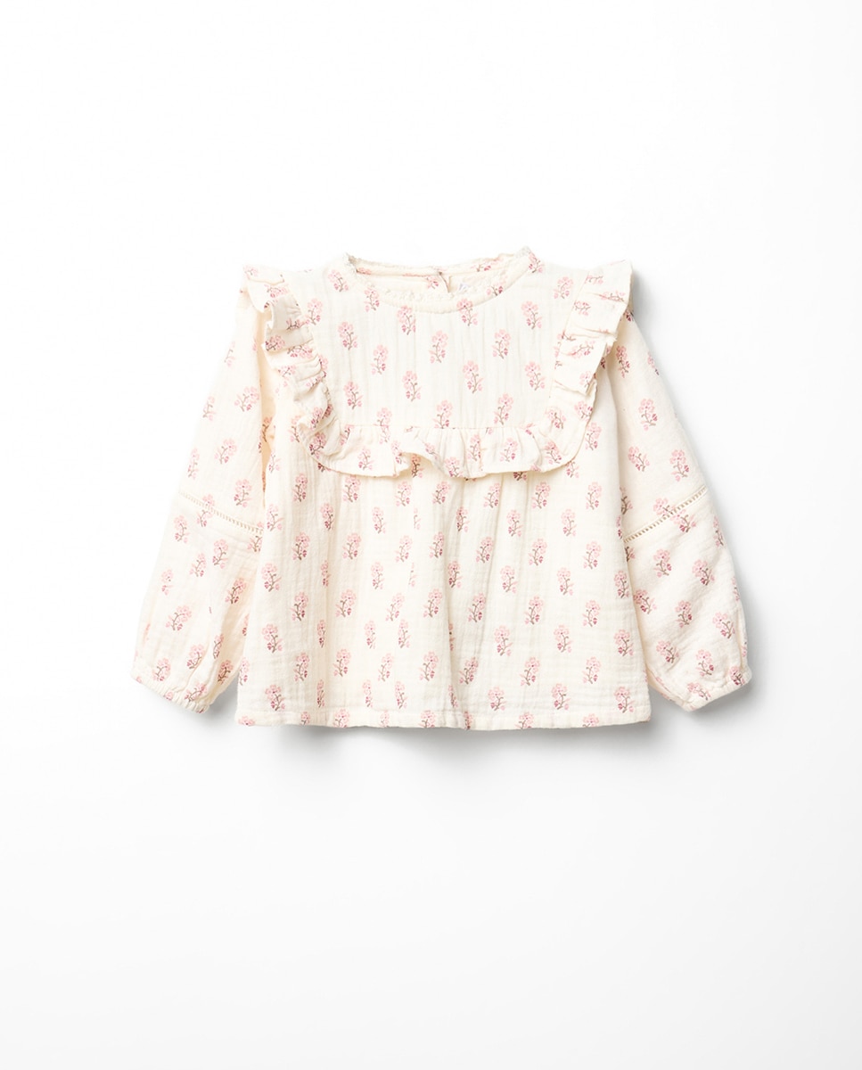 Imagem 0 de Blusa Ondulada com Estampado e Folho