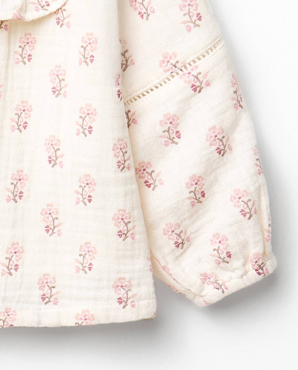 Blusa Ondulada com Estampado e Folho Branco-marfim-3