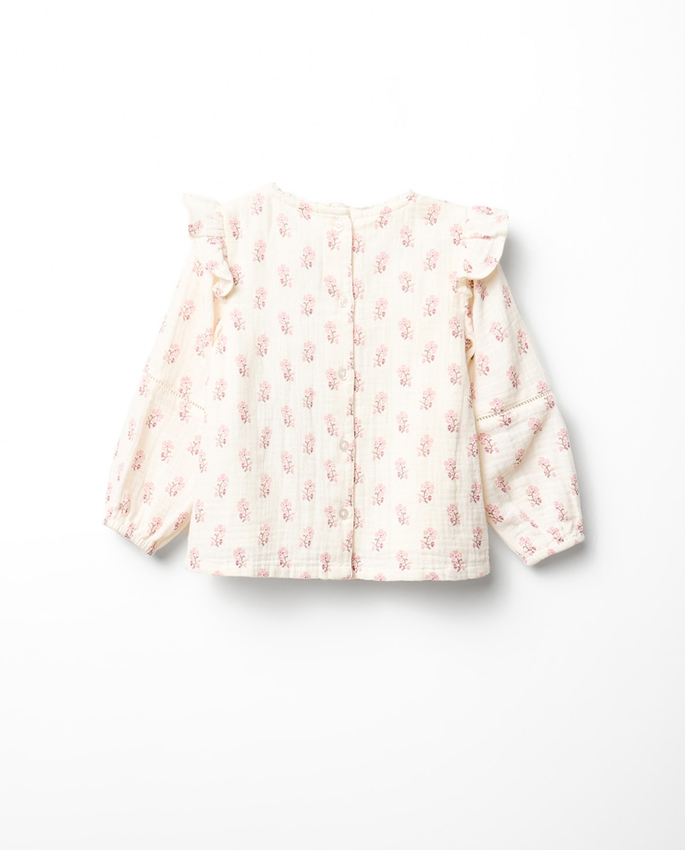 Blusa Ondulada com Estampado e Folho Branco-marfim-5