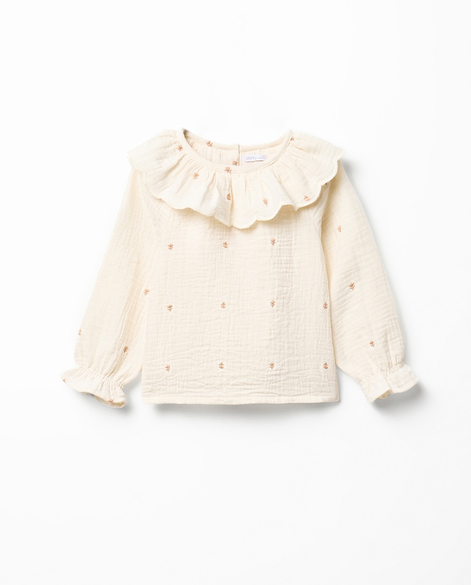 Blusa básico bambula bordado - Sfera - 120 Crudo 120 Crudo-1