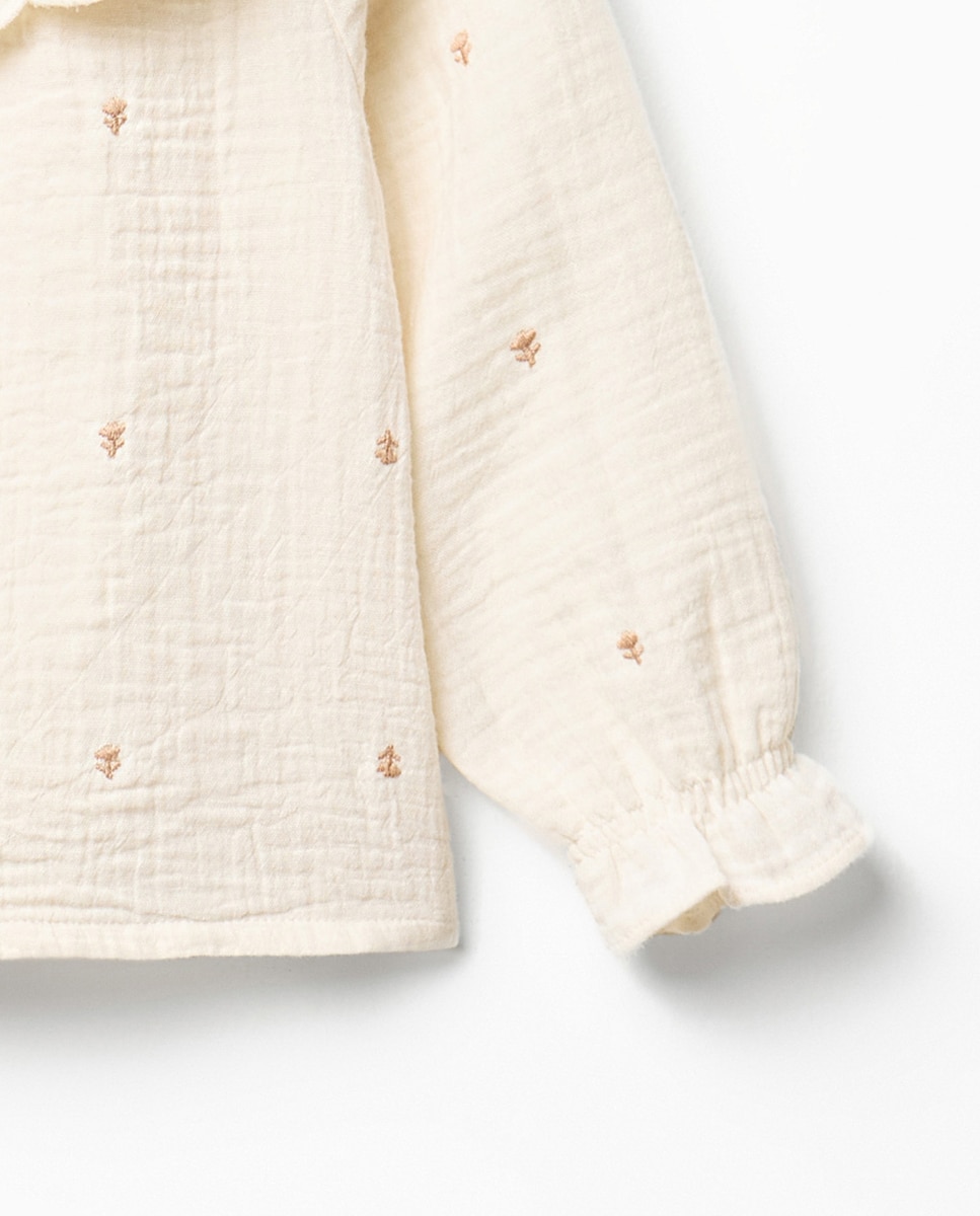 Blusa básico bambula bordado - Sfera - 120 Crudo 120 Crudo-2
