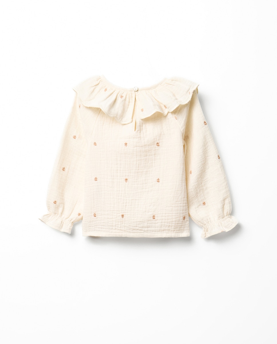 Blusa básico bambula bordado - Sfera - 120 Crudo 120 Crudo-4