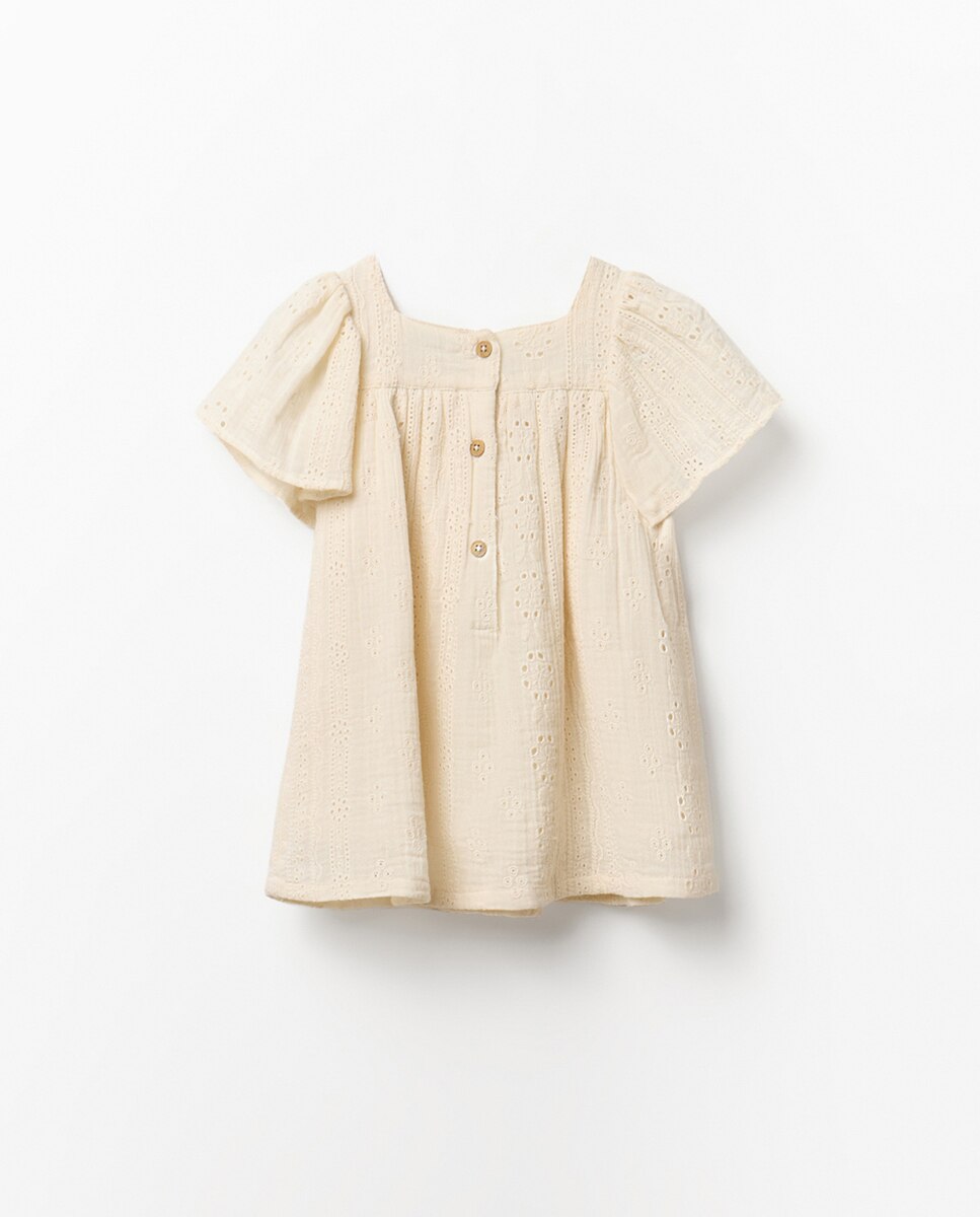 Vestido com rendas Cru-8