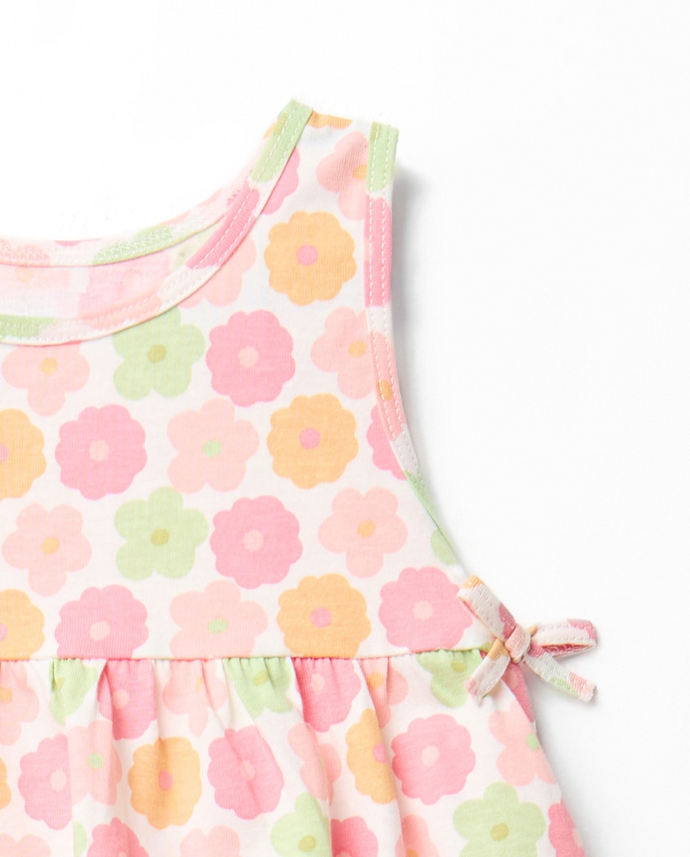 Vestido Single com Estampado Floral Sfera Cru-2