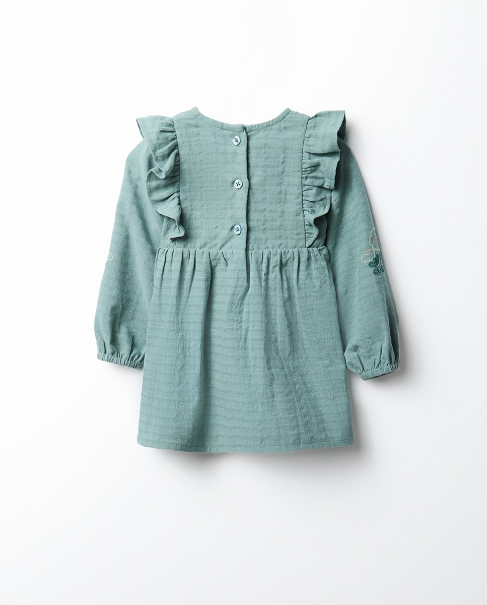 Vestido Dobby com Peito Sfera Verde-3