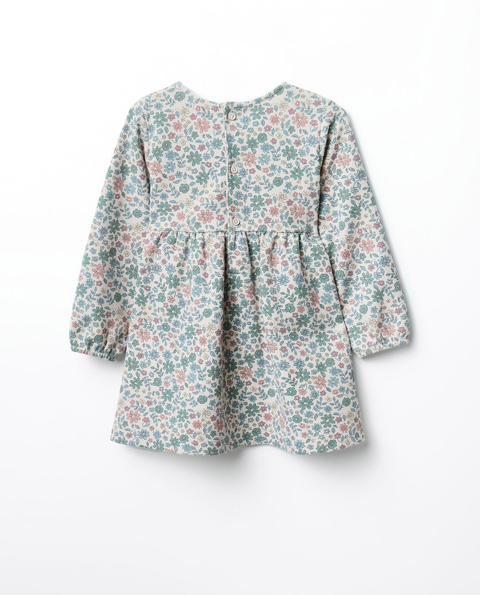 Vestido Piqué com Estampado Floral Sfera Bege-3
