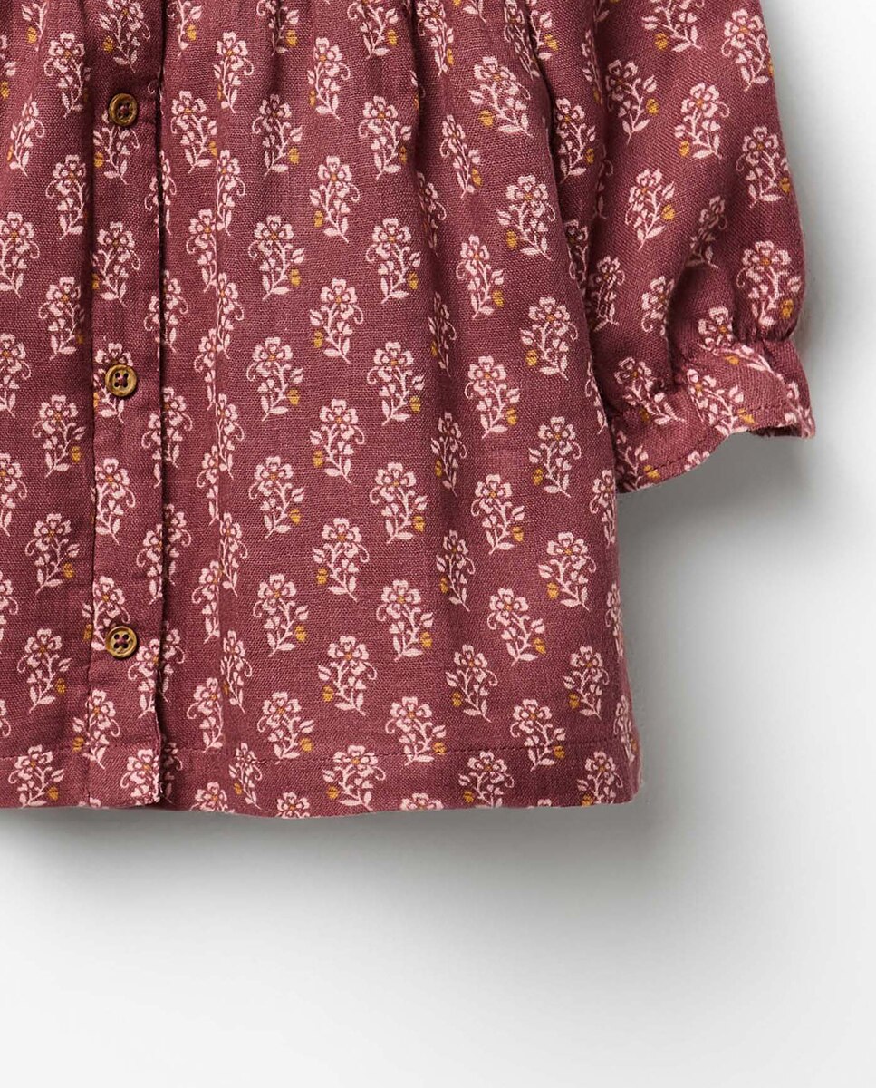 Vestido Ondulado com Estampado na Gola Sfera Bordeaux-3