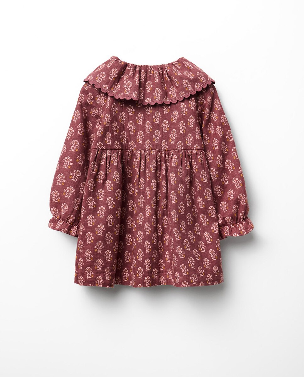 Vestido Ondulado com Estampado na Gola Sfera Bordeaux-4