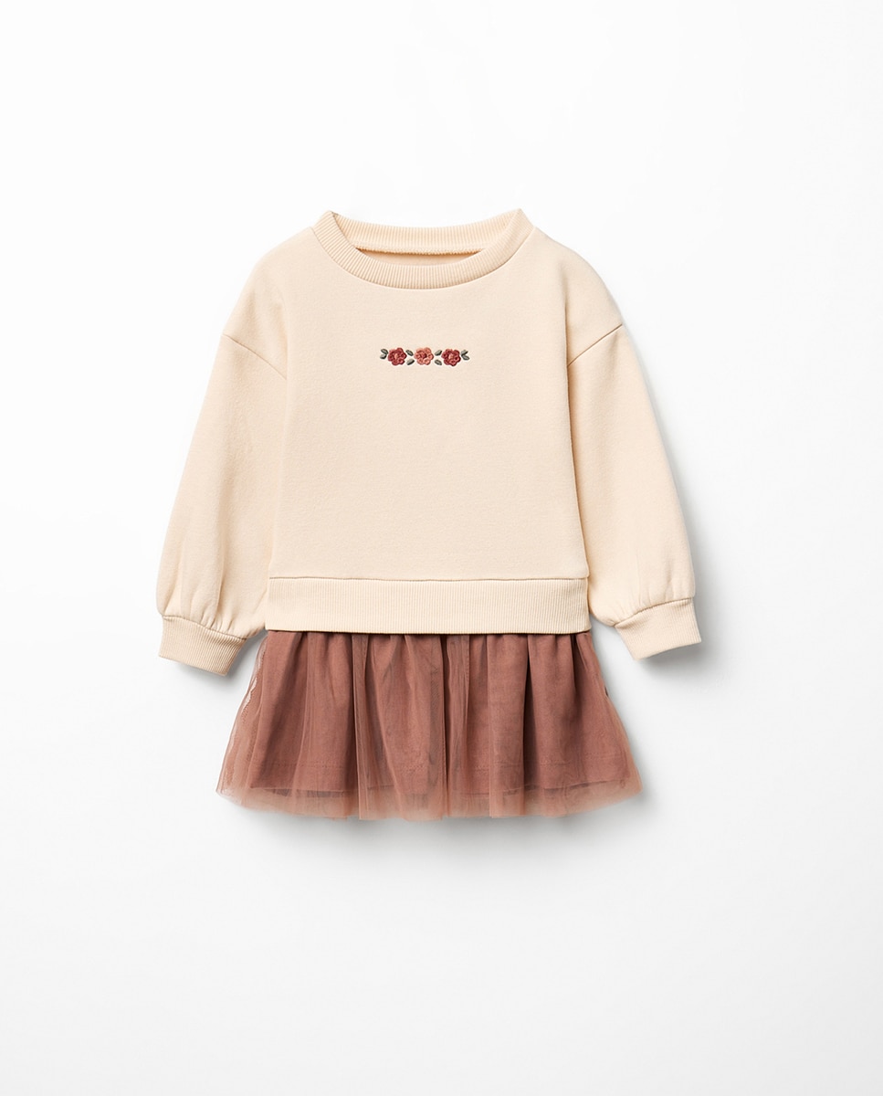 Imagem 0 de Vestido Misto com Saia de Tule