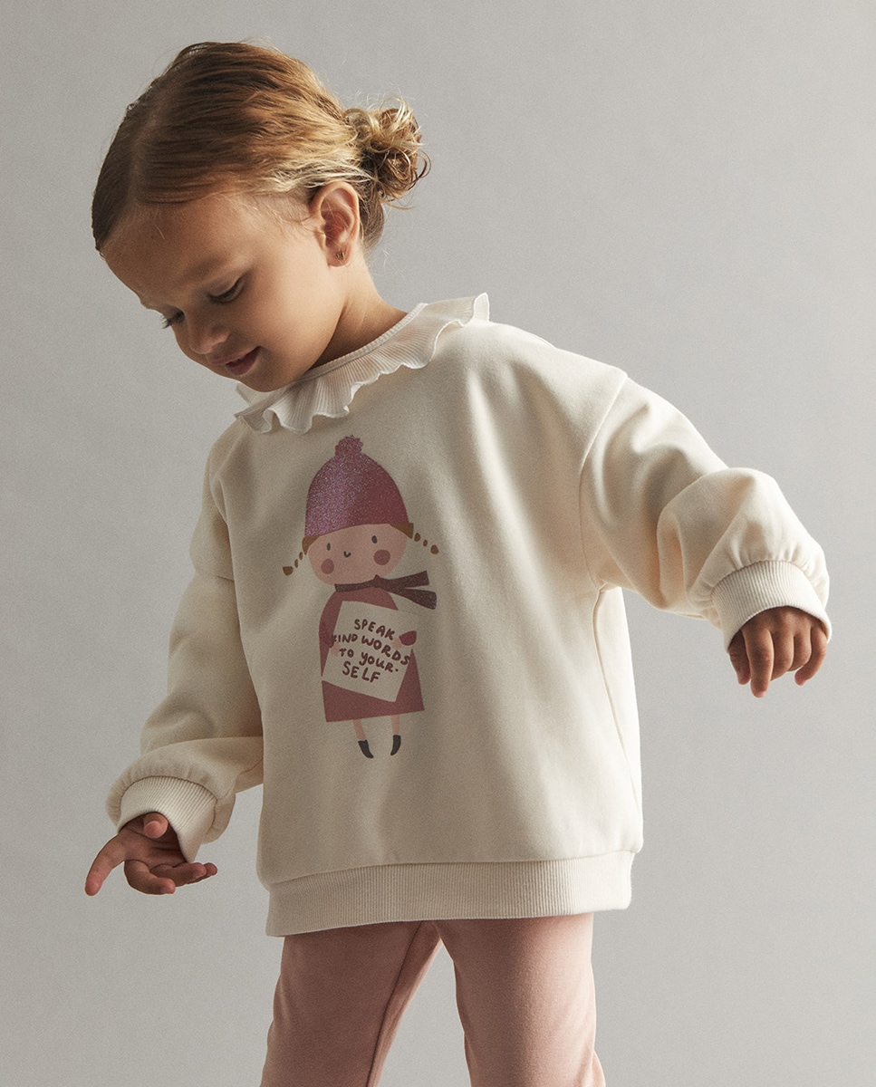 Sweatshirt com Estampado Posicional Cru-1