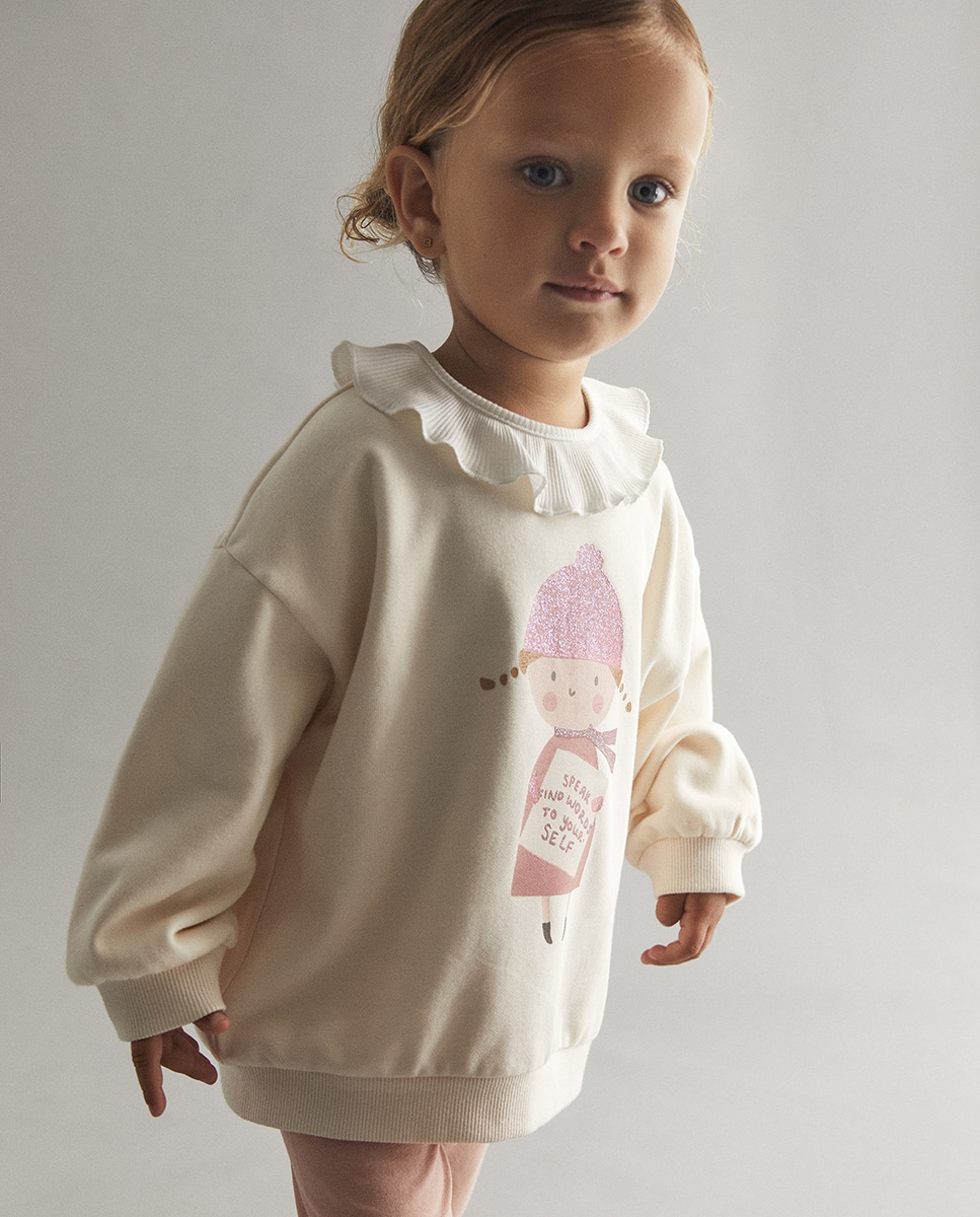 Sweatshirt com Estampado Posicional Cru-3