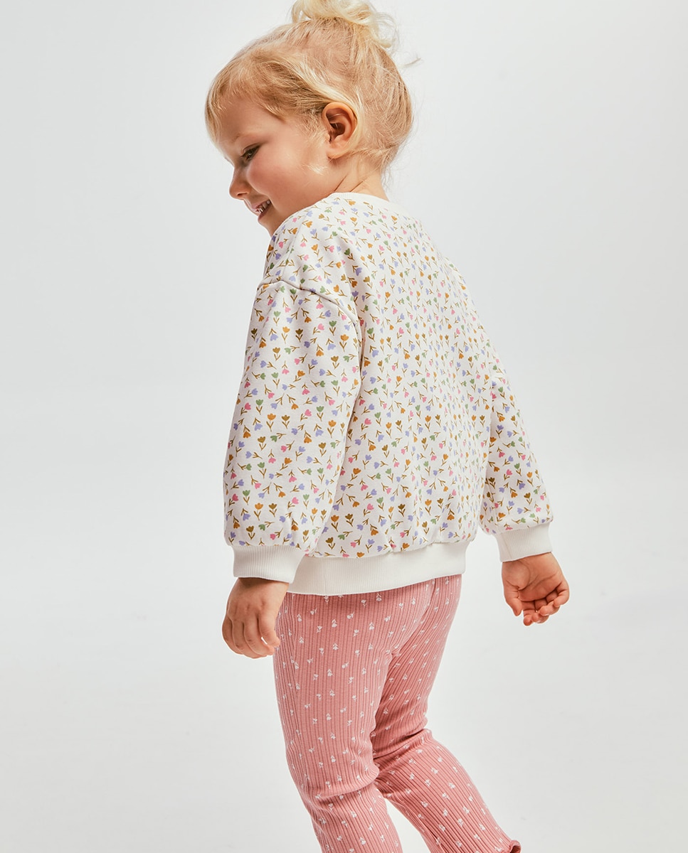 Sweatshirt com Estampado Floral Cru-2