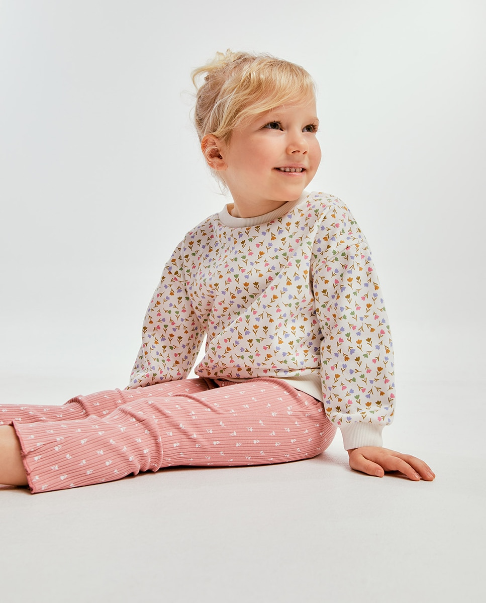 Sweatshirt com Estampado Floral Cru-3