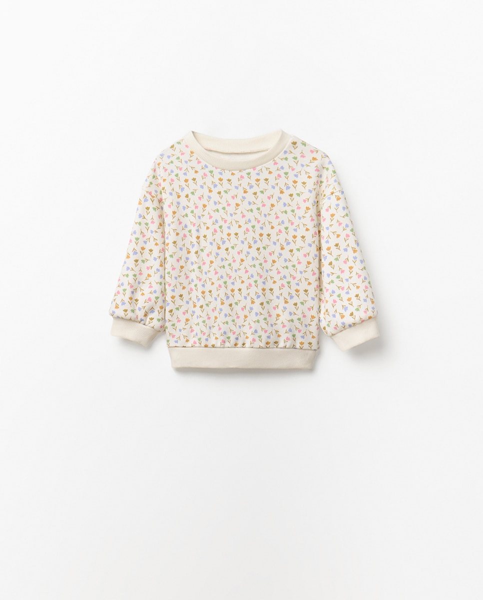 Sweatshirt com Estampado Floral Cru-4