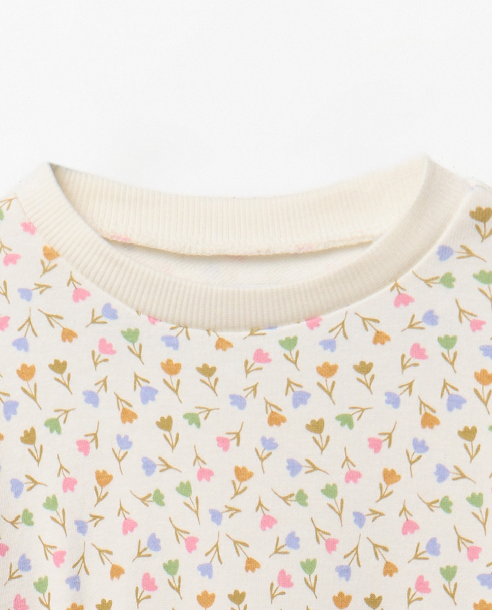 Sweatshirt com Estampado Floral Cru-5